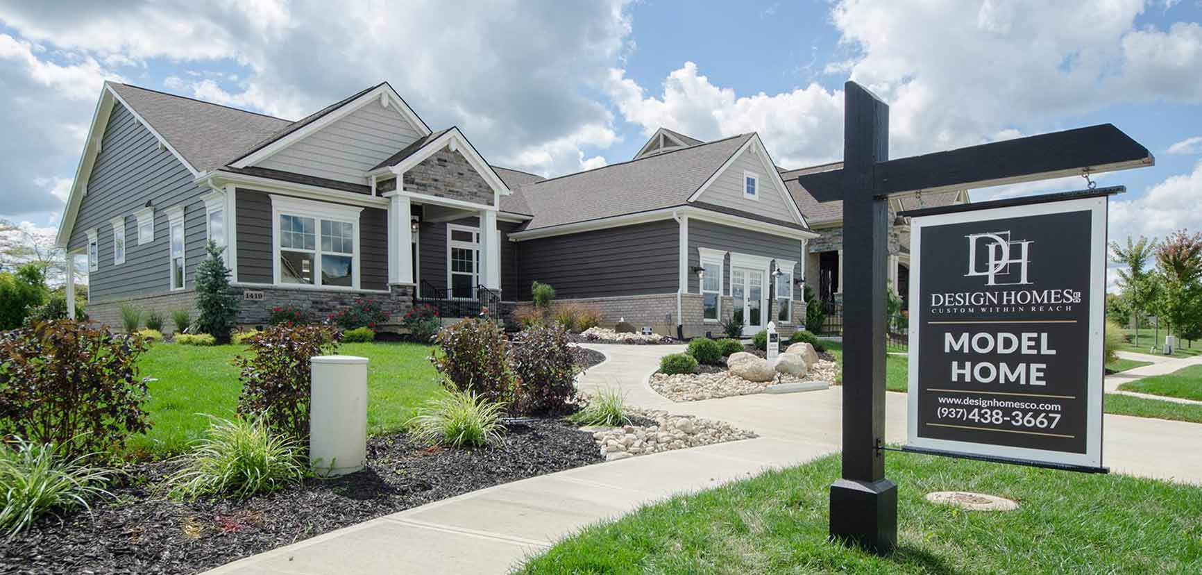 exterior model home with sign