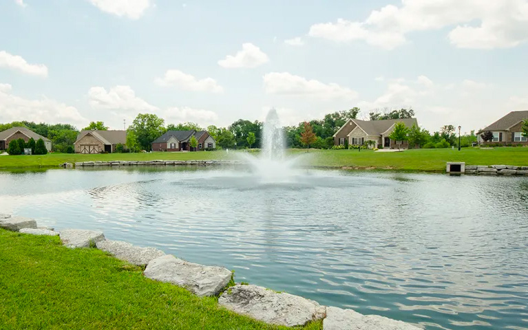 pond with fountain